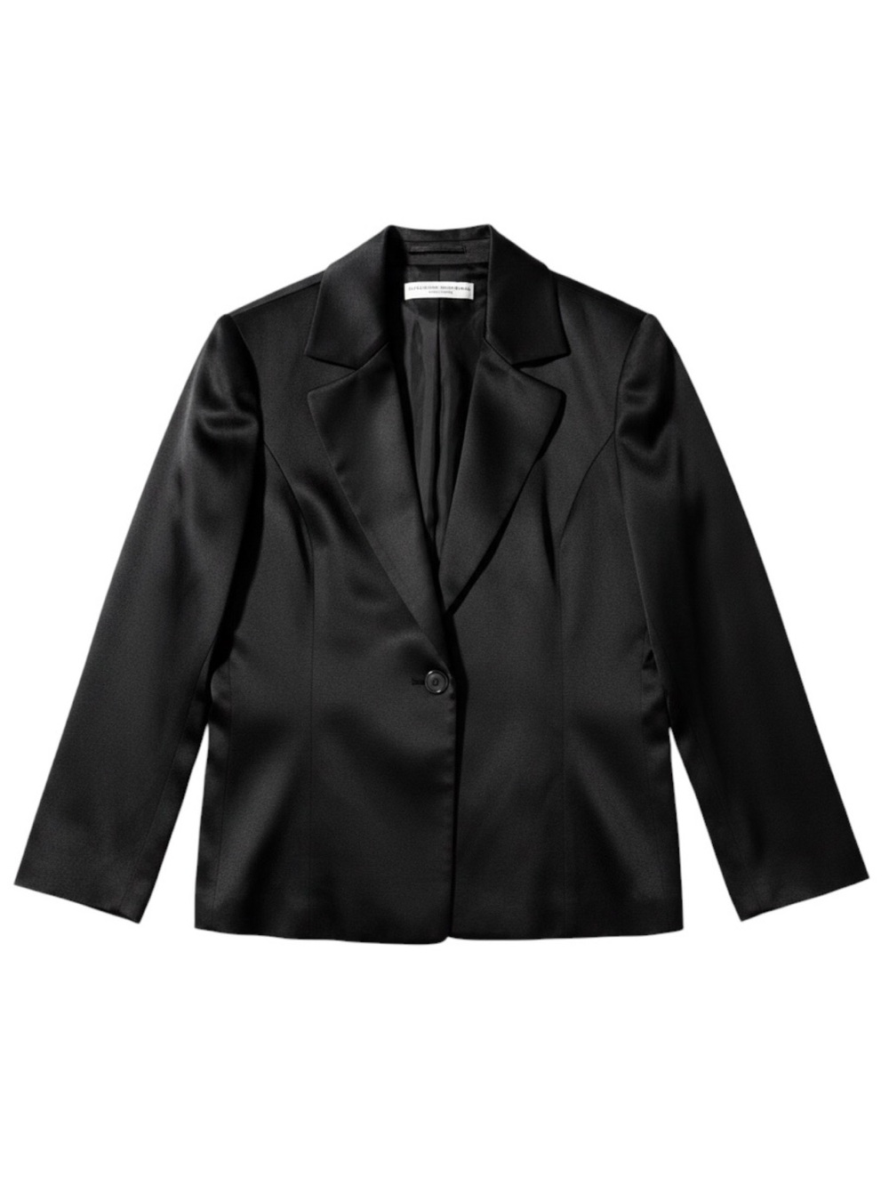 Carolina Herrera Black Wool Silk Blazer Jacket Single Button Satin Evening